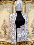 LV MONOGRAM-INSPIRED KNIT BEANIE SCARF, and GLOVES SET