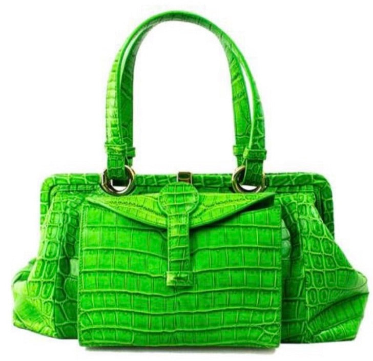 Bottega Veneta Green Crocodile Leather Bag (PREOWNED